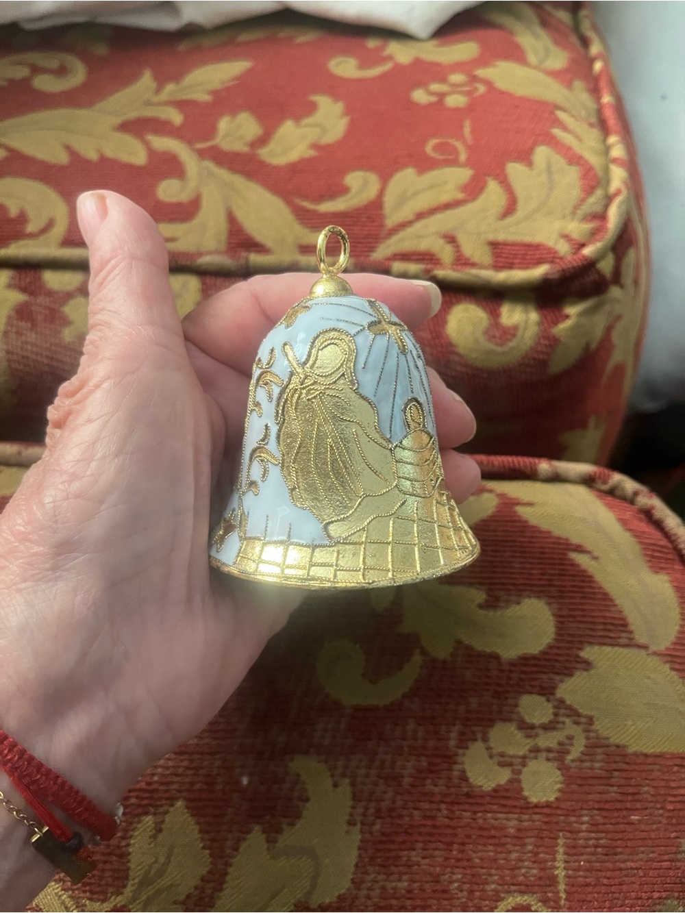 Gold and White nativity  Decorative Bell Ornament